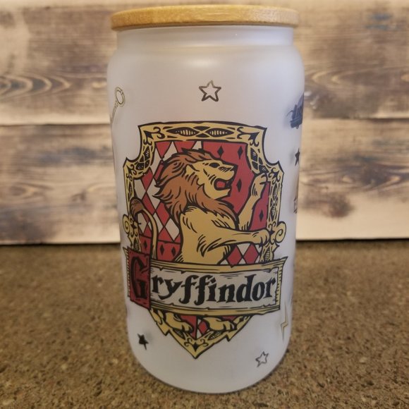 Harry Potter Wizard (3) Frosted Glass Tumblers with Gryffindor and Hufflepuff - Picture 13 of 16